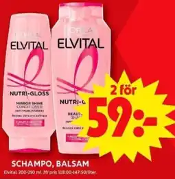 ICA Maxi SCHAMPO, BALSAM Elvital erbjuda