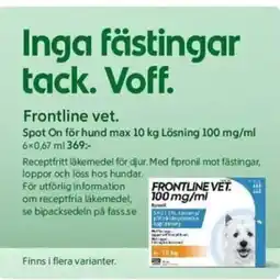 ICA Maxi Inga fästingar tack. Voff. Frontline vet. Spot On för hund max erbjuda