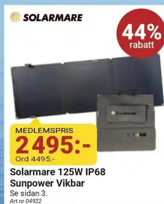 Erlandsons Brygga Solarmare 125W IP68 Sunpower Vikbar erbjuda