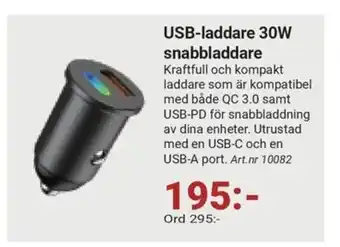 Erlandsons Brygga USB-laddare 30W snabbladdare erbjuda