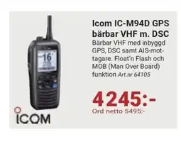 Erlandsons Brygga Icom IC-M94D GPS bärbar VHF m. DSC erbjuda