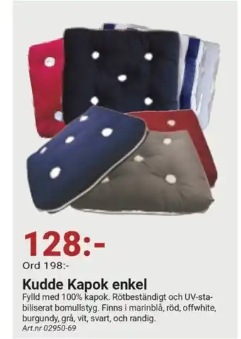 Erlandsons Brygga Kudde Kapok enkel erbjuda