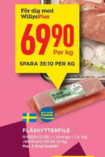 Willys FLÄSKYTTERFILÉ erbjuda