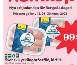 Hemköp Svensk kycklingbröstfilé, lårfilé erbjuda