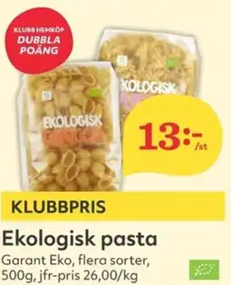 Hemköp Ekologisk pasta erbjuda