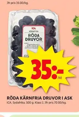 ICA Kvantum RÖDA KÄRNFRIA DRUVOR I ASK erbjuda