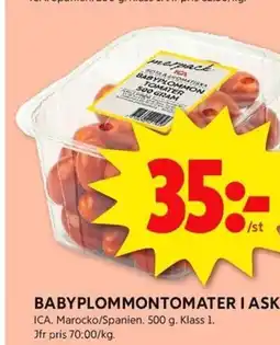 ICA Kvantum BABYPLOMMONTOMATER I ASK erbjuda