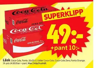 ICA Supermarket Läsk Coca-Cola, Fanta erbjuda