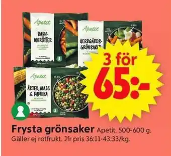 ICA Supermarket Frysta grönsaker Apetit. erbjuda