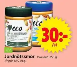 ICA Supermarket Jordnötssmör I love eco. erbjuda