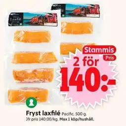 ICA Supermarket Fryst laxfilé Pacific. erbjuda