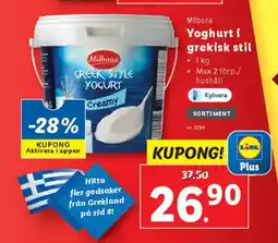 Lidl Milbona Yoghurt i grekisk stil erbjuda