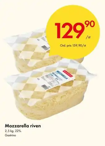 Snabbgross Gastrino Mozzarella riven 2,5kg erbjuda