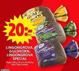 ICA Maxi LINGONGROVA, GULDKORN, LINGONGROVA SPECIAL erbjuda