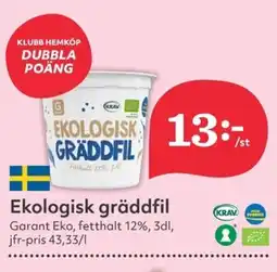 Hemköp GARANT Ekologisk gräddfil erbjuda