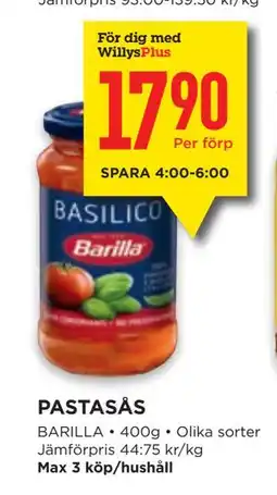 Willys PASTASÅS erbjuda