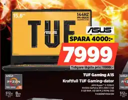 Power ASUS TUF Gaming A15 Kraftfull TUF Gaming-dator erbjuda