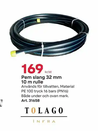 Byggmax Pem slang 32 mm 10 m rulle erbjuda