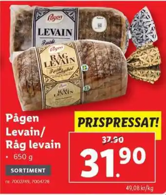 Lidl Pågen Levain/Råg levain erbjuda