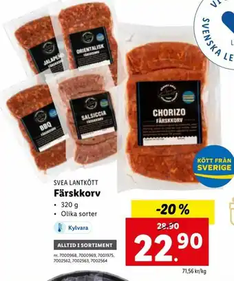 Lidl Svea Lantkött Färskkorv 320g erbjuda