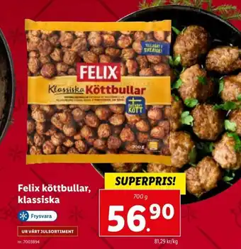 Lidl Felix köttbullar, klassiska 700g erbjuda