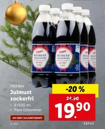 Lidl Freeway Julmust sockerfri 6x500 ml erbjuda