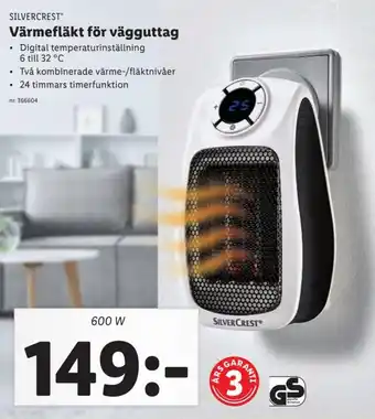 Lidl Silvercrest Värmefläkt för vägguttag 600 W erbjuda