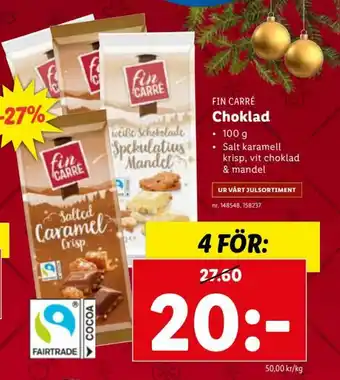 Lidl Fin Carrè Choklad 100g erbjuda