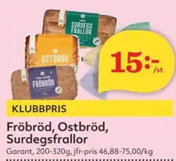 Östenssons GARANT Fröbröd, Ostbröd, Surdegsfrallor erbjuda