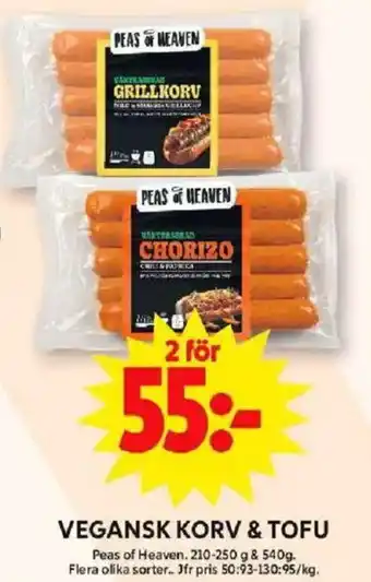 ICA Maxi VEGANSK KORV & TOFU erbjuda
