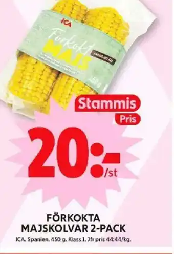 ICA Maxi FÖRKOKTA MAJSKOLVAR 2-PACK erbjuda