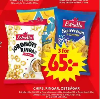 ICA Maxi CHIPS, RINGAR, OSTBÅGAR erbjuda