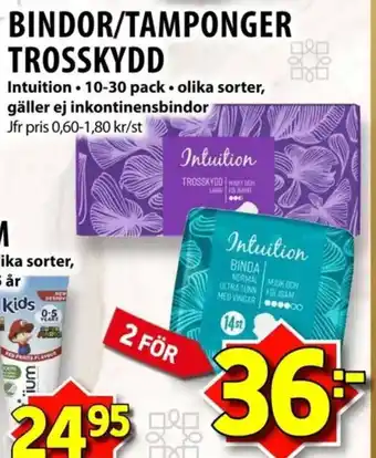 Matvärlden Tensta BINDOR/TAMPONGER TROSSKYDD erbjuda
