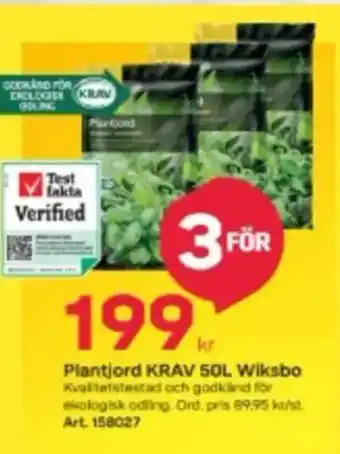 Byggmax Plantjord KRAV 50L Wiksbo erbjuda