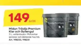 Byggmax Midun Träolja Premium Klar och Gyllengul erbjuda