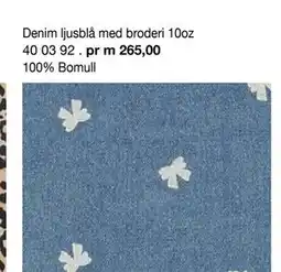 Selfmade Denim ljusblå med broderi 10oz erbjuda