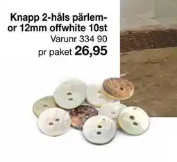 Selfmade Knapp 2-håls pärlemor 12mm offwhite 10st erbjuda