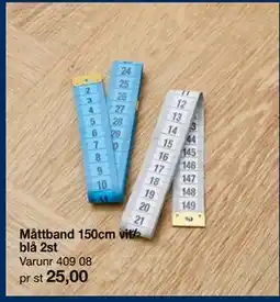 Selfmade Måttband 150cm vit/ blå 2st erbjuda