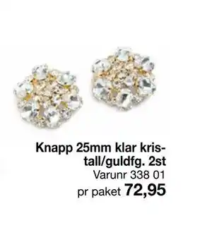 Selfmade Knapp 25mm klar kristall/guldfg. 2st erbjuda