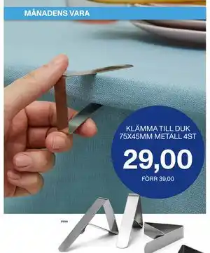 Selfmade KLÄMMA TILL DUK 75X45MM METALL 4ST erbjuda