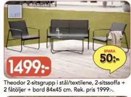 Bo Ohlsson Theodor 2-sitsgrupp i stål/textilene erbjuda