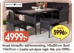 Bo Ohlsson Knock hörnsoffa i stål/konstrotting erbjuda