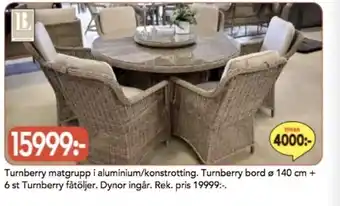 Bo Ohlsson Turnberry matgrupp i aluminium/konstrotting erbjuda
