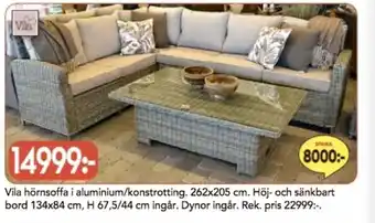 Bo Ohlsson Vila hörnsoffa i aluminium/konstrotting. erbjuda