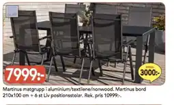 Bo Ohlsson Martinus matgrupp i aluminium/textilene/nonwood erbjuda