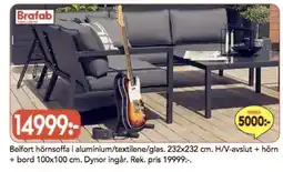 Bo Ohlsson Belfort hörnsoffa i aluminium/textilene/glas erbjuda
