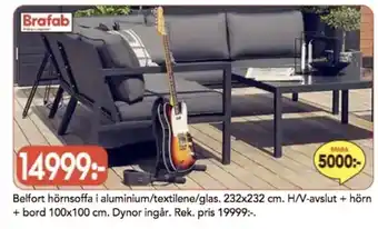 Bo Ohlsson Belfort hörnsoffa i aluminium/textilene/glas erbjuda