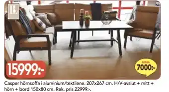 Bo Ohlsson Casper hörnsoffa i aluminium/textilene erbjuda