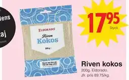 Matöppet Riven kokos erbjuda