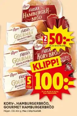 ICA Kvantum Korv-, hamburgerbröd, gourmet hamburgerbröd erbjuda
